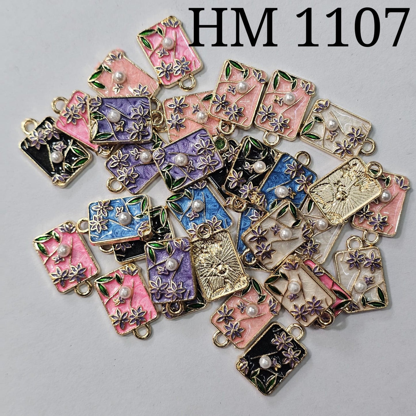 Floral Pearl Enamel Connector 50 pcs (HM 1107)