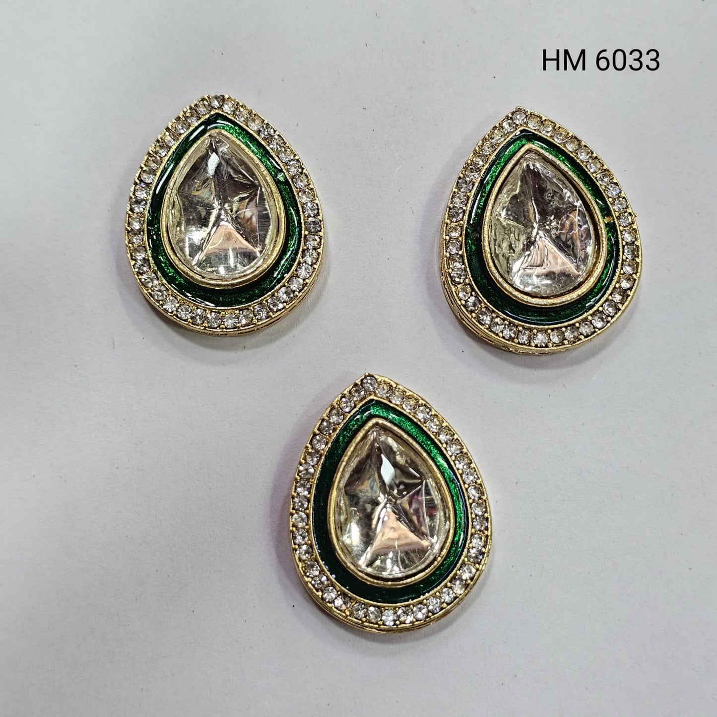 Emerald Teardrop Kundan pendant HM 6033 ,QTY 10 PCS