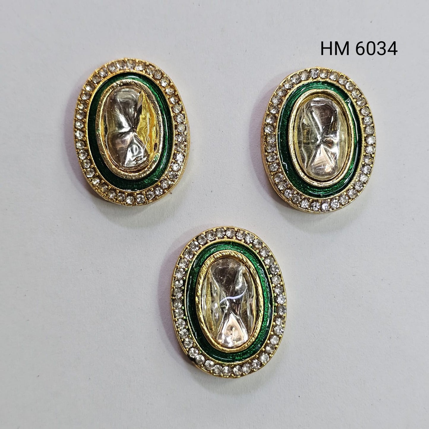 Emerald Oval Kundan pendant Qty-10 pcs (HM 6034)