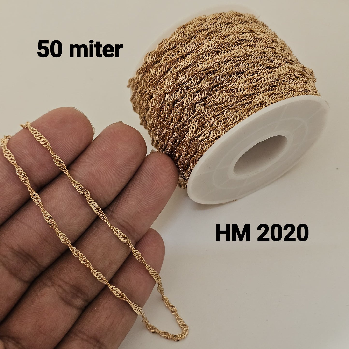 Gold Finish Twist Link Chain Roll (50 Meter)-HM 2020