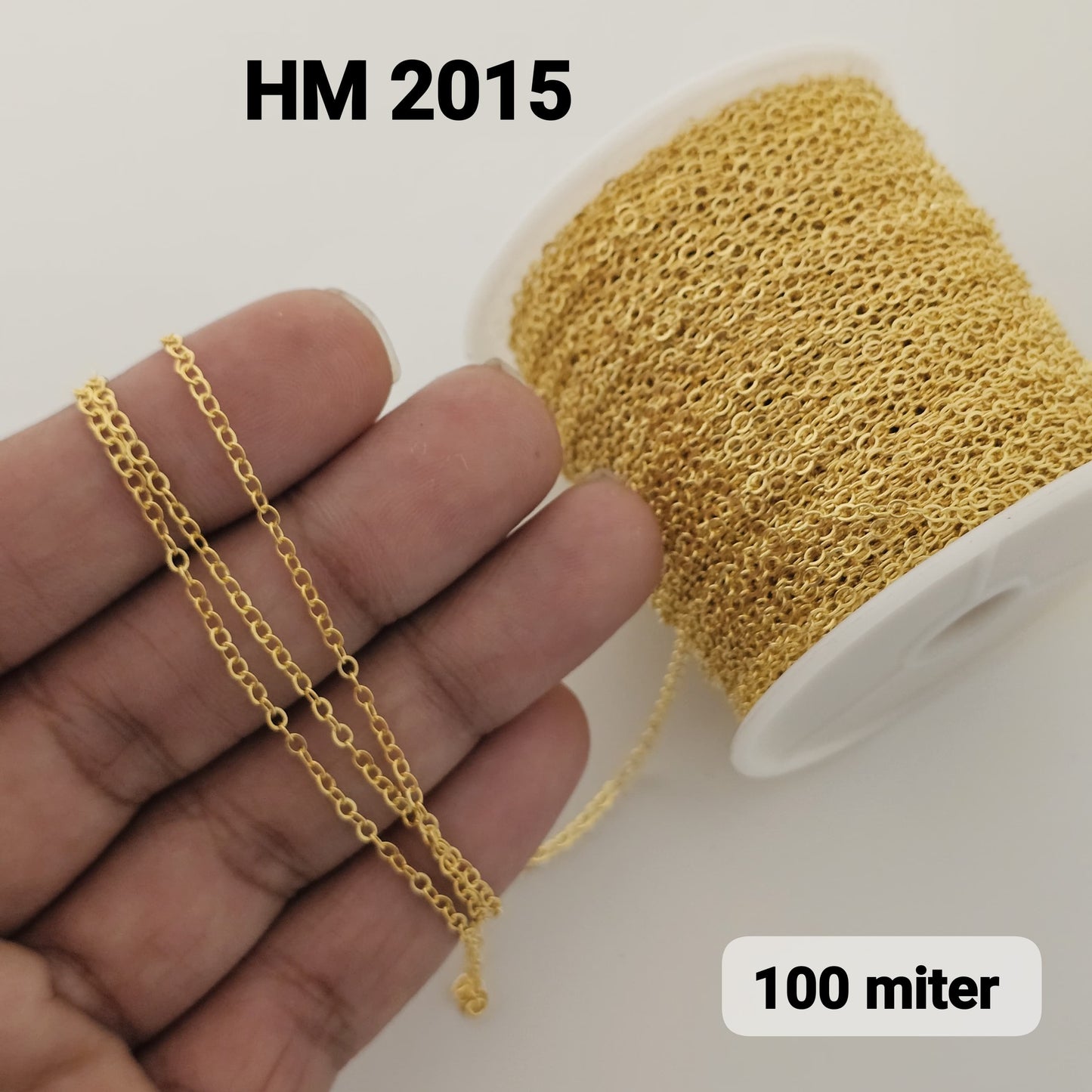 Gold Plated Round Link Jewelry Chain – (100 Meter Roll)-HM 2015