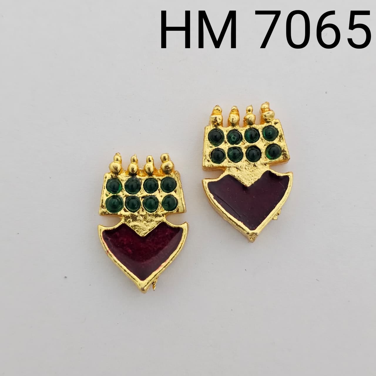 Traditional Gold Plated Enamel Stud Earrings (10 pcs ) HM 7065
