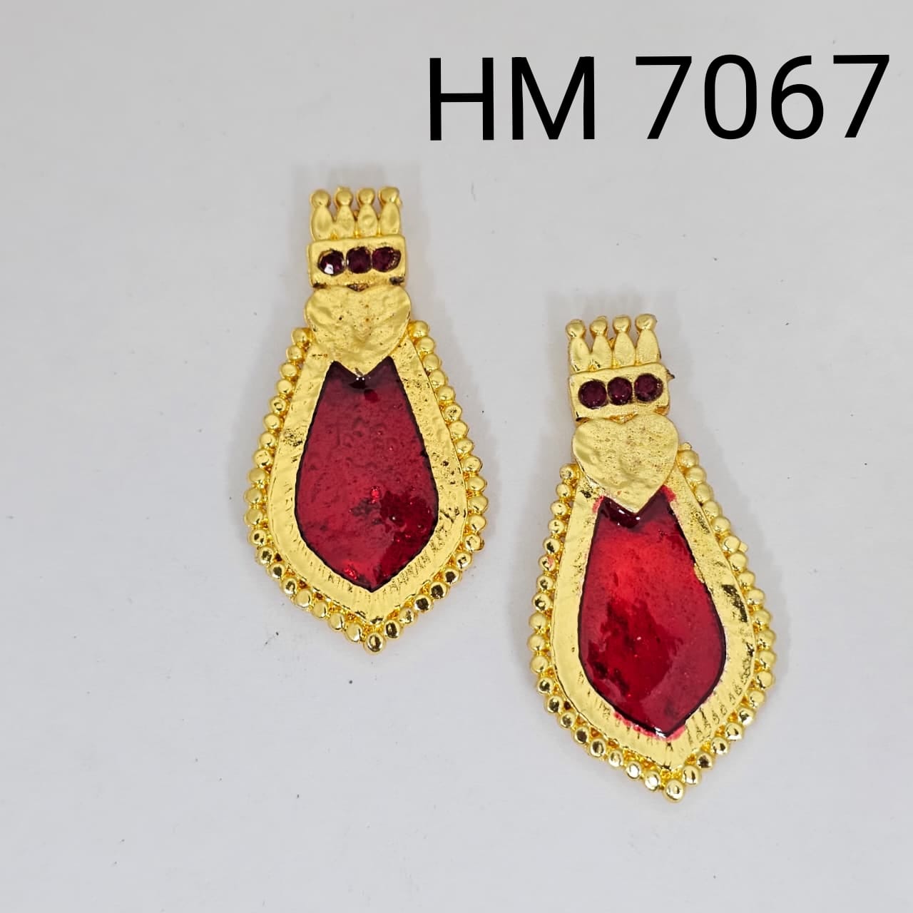Traditional Gold Plated Enamel Stud Earrings( 6 pcs ) HM 7067