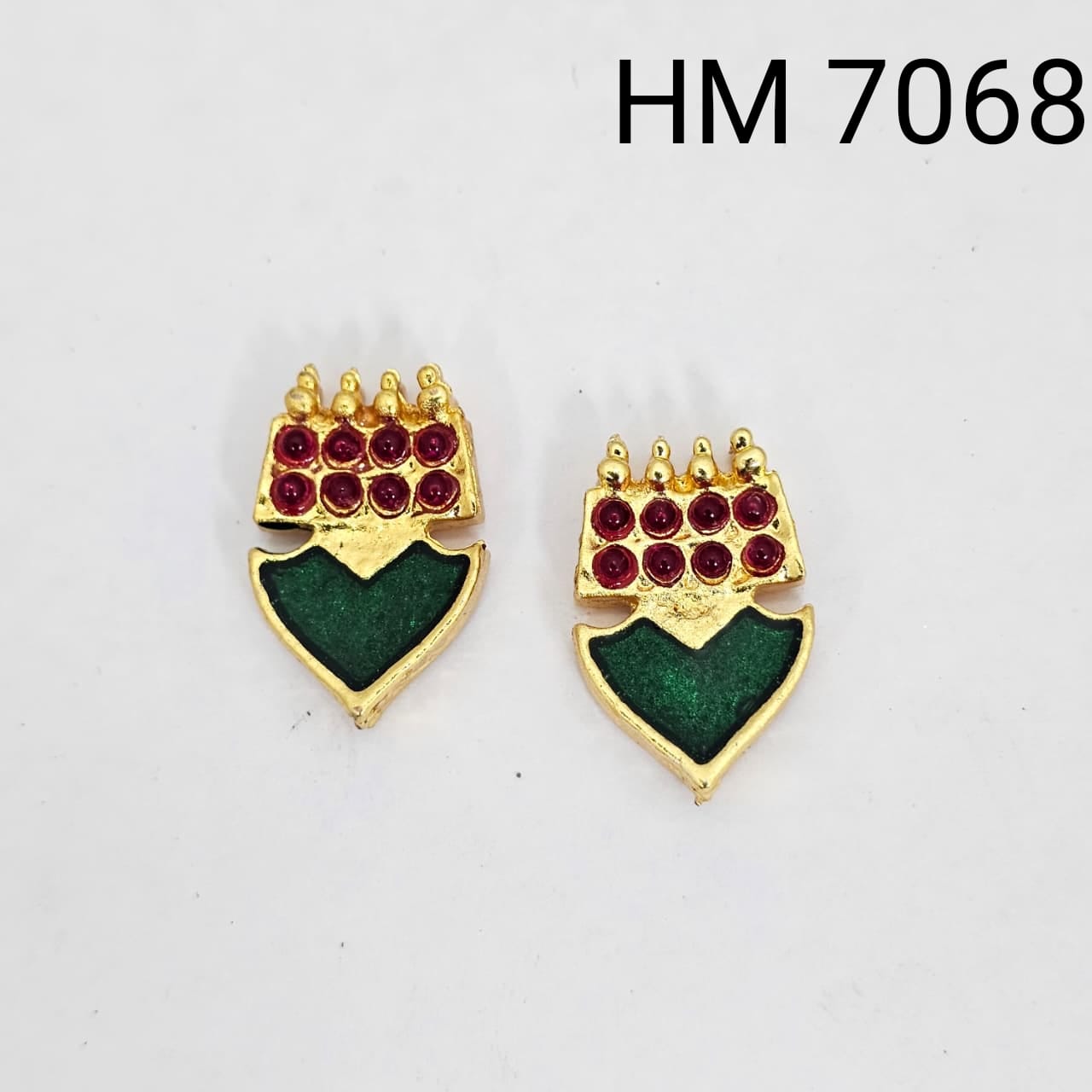 Traditional Gold Plated Enamel Stud Earrings (10 pcs) HM 7068