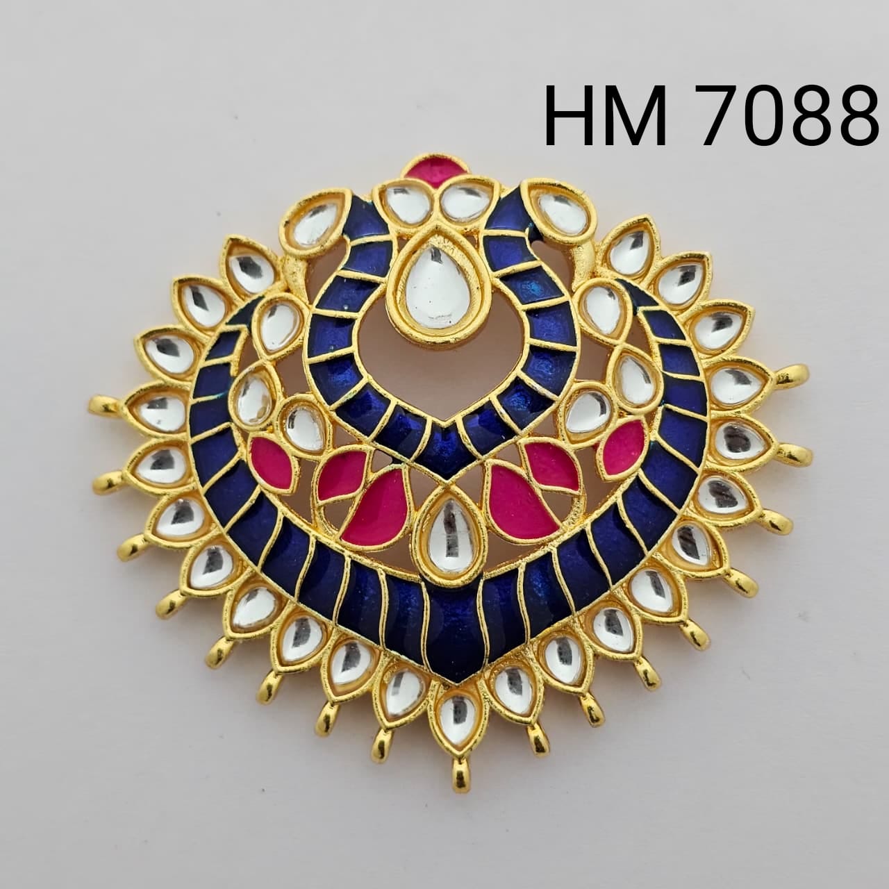 Traditional Gold Plated Enamel Stud Earrings 2 pcs (HM 7088)