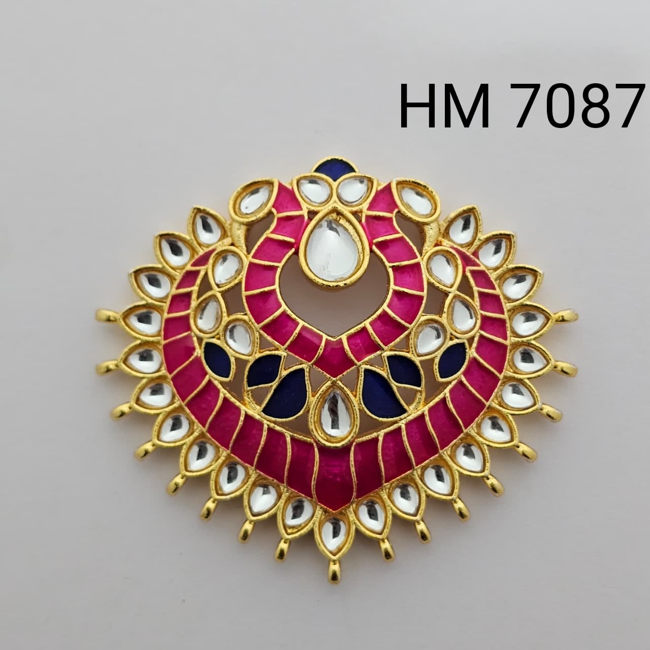 Traditional Gold Plated Enamel Stud Earrings 2 pcs (HM 7087)
