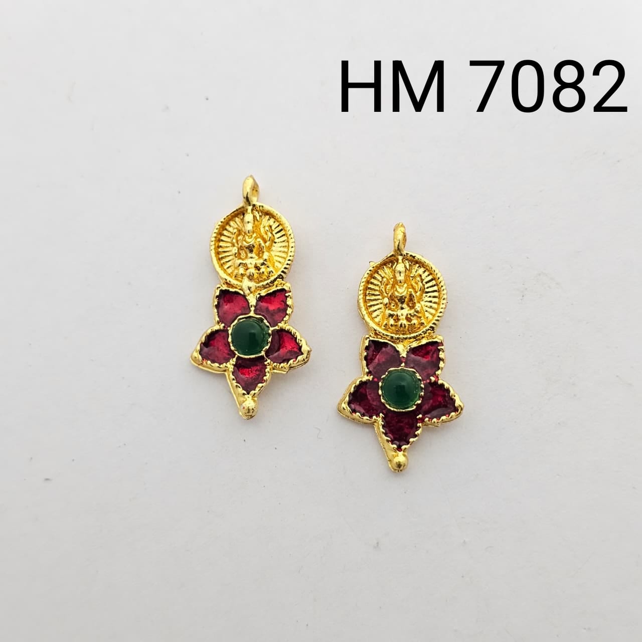 Traditional Gold Plated Enamel Stud Earrings 10 pcs (HM 7082)