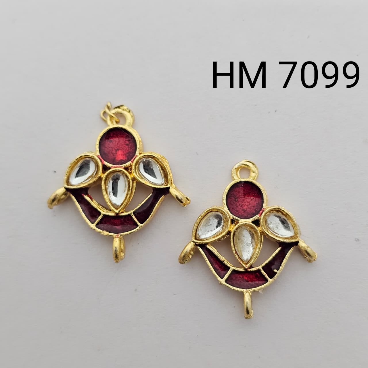 Traditional Gold Plated Enamel Stud Earrings 10 pcs (HM 7099)