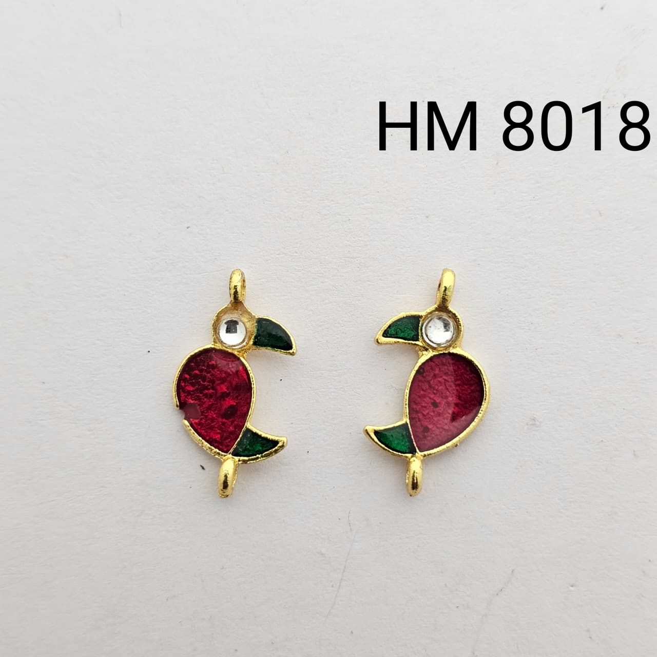 Traditional Gold Plated Enamel Stud Earrings 10 pcs (HM 8018)