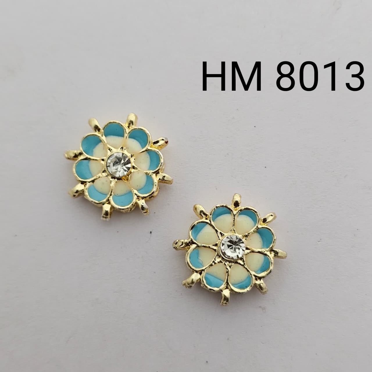 Traditional Gold Plated Enamel Stud Earrings 10 pcs (HM 8013)