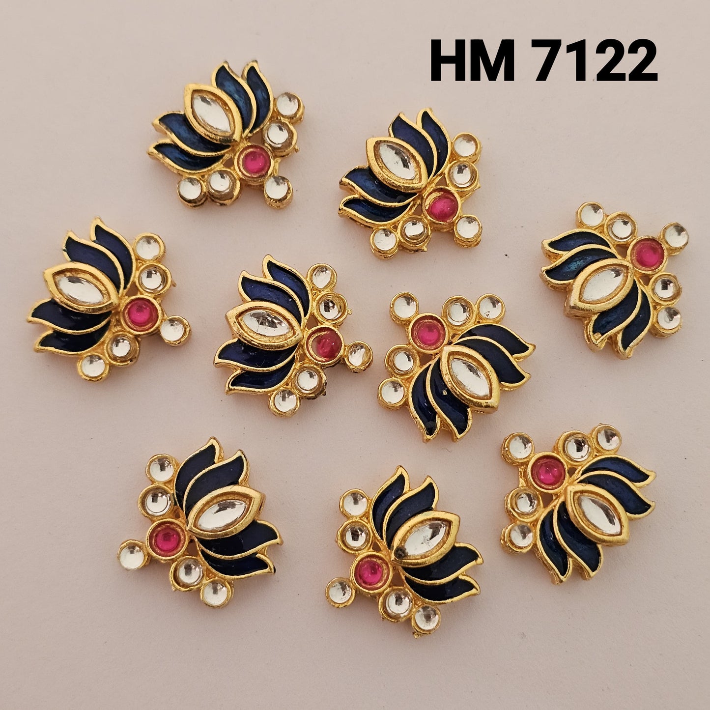 Traditional Gold Plated Enamel Stud Earrings 12 pcs (HM 7122)