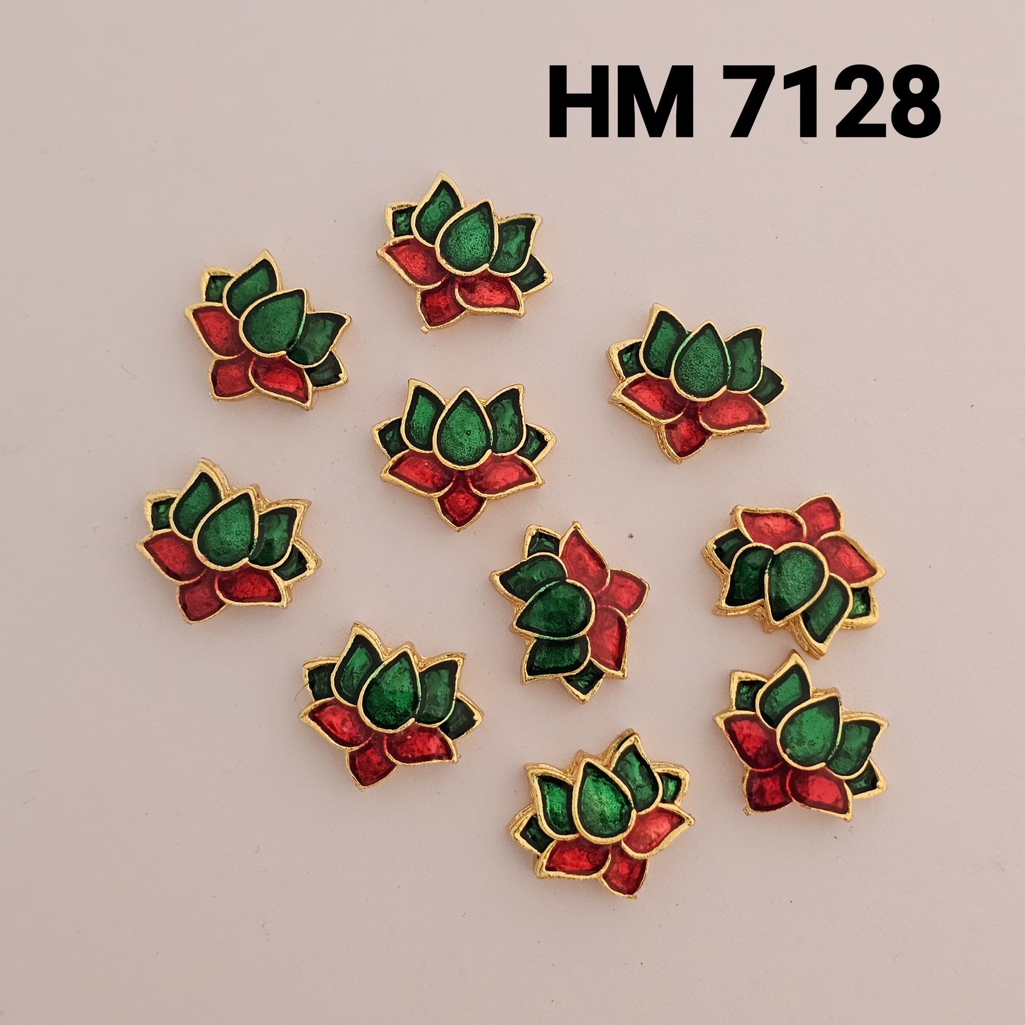 Traditional Gold Plated Enamel Stud Earrings 10 pcs (HM 7128)