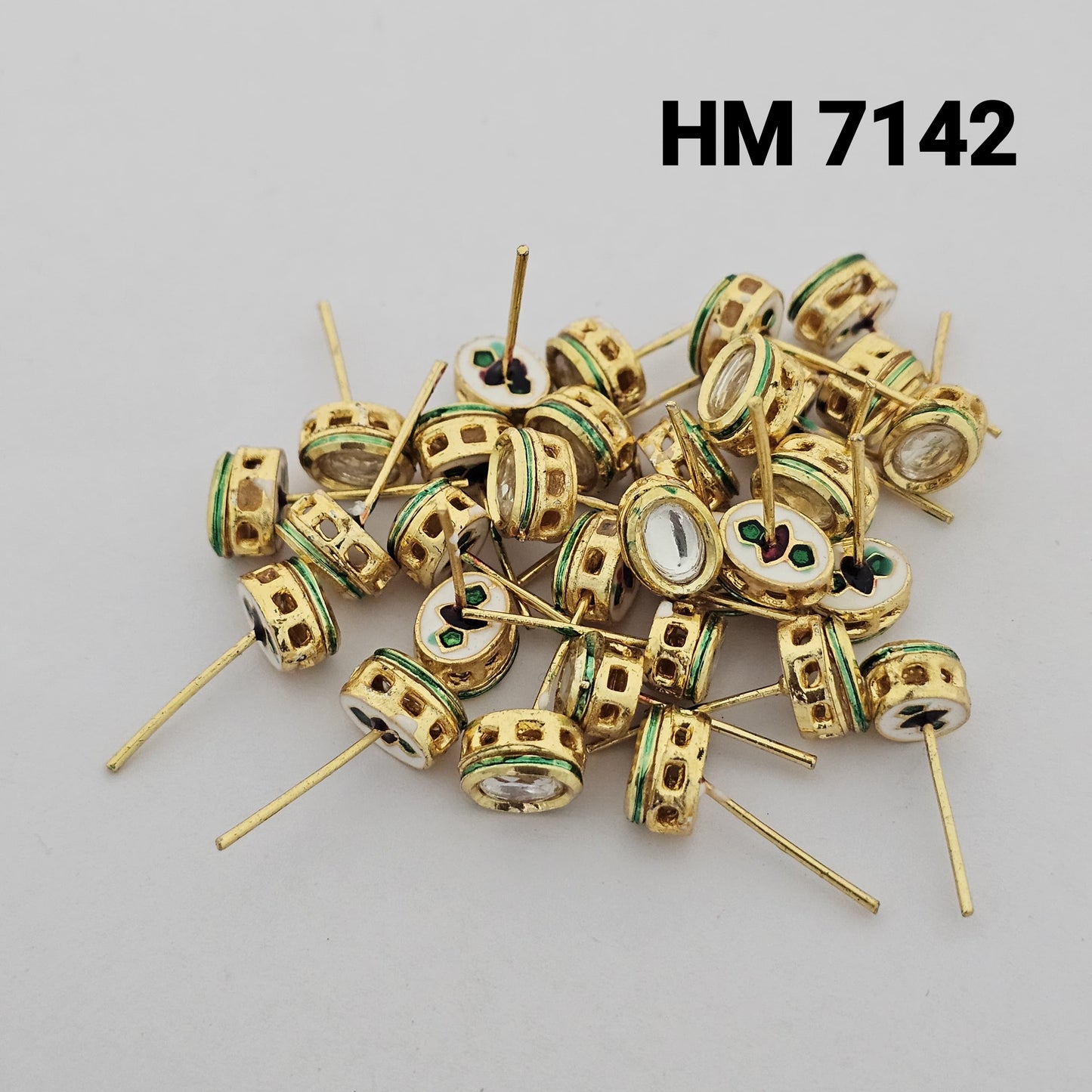 Traditional Kundan Meenakari Gold Plated TOPS 10 pair ( 20 pcs ) (HM 7142)