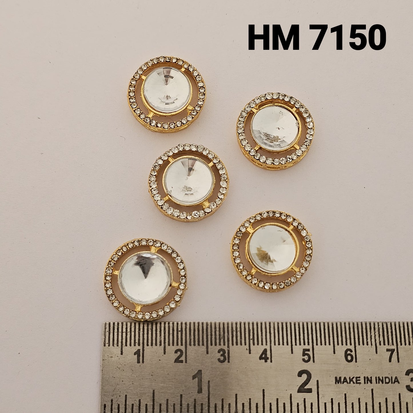Round Mirror Stone Kundan Button 12 pcs (HM 7150)