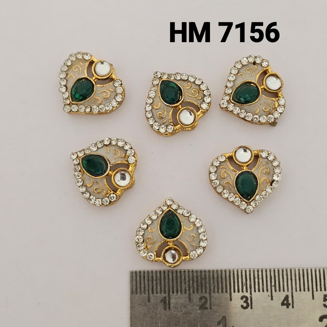 heart-shaped base featuring a teardrop-shaped stone 12 pcs (HM 7156)