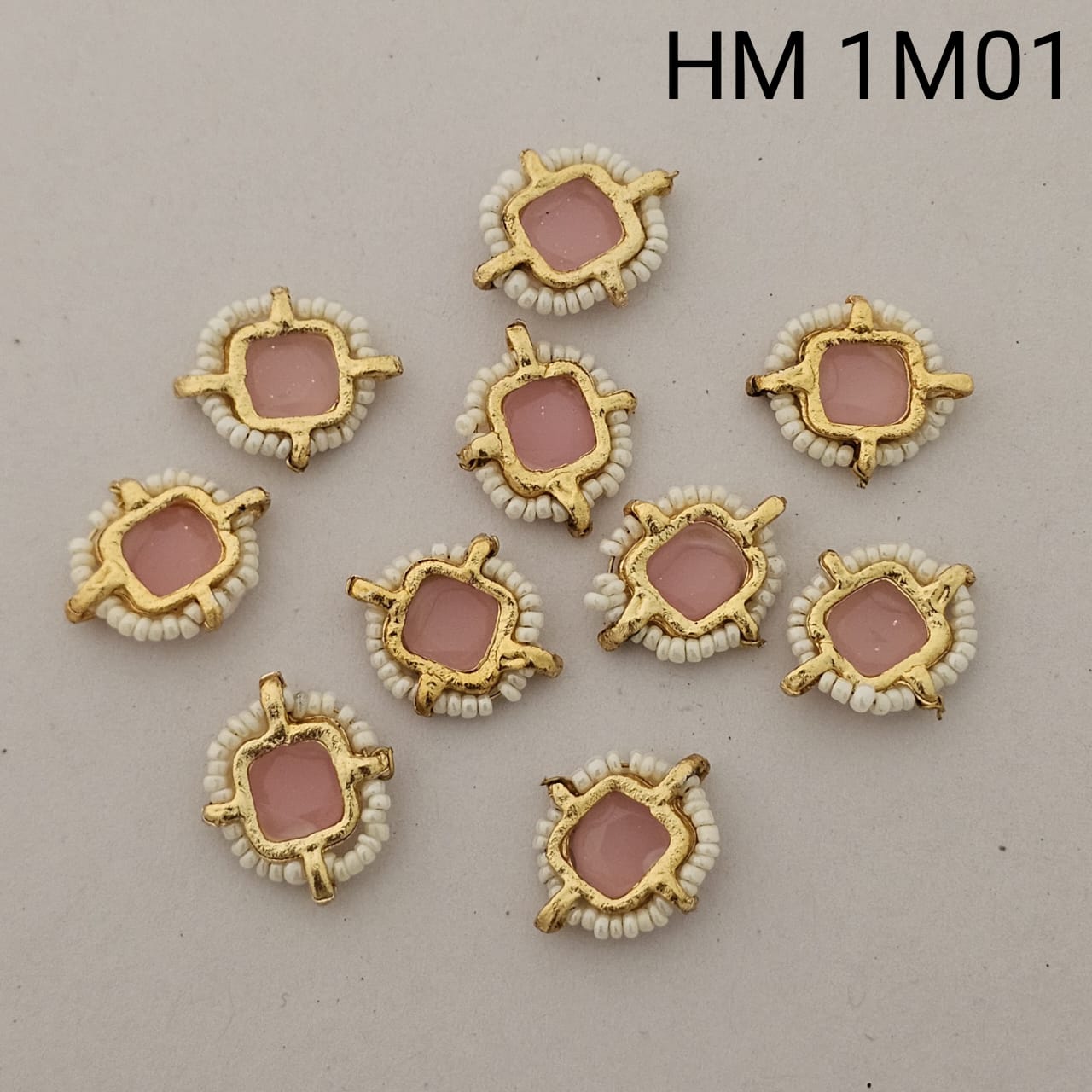 Gold Plated Beaded Glass Stone Connector 12 pcs (HM 1M01)