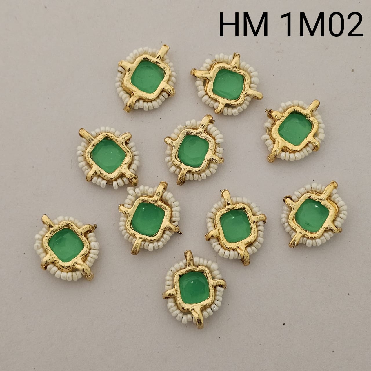 Gold Plated Beaded Glass Stone Connector 12 pcs (HM 1M02)