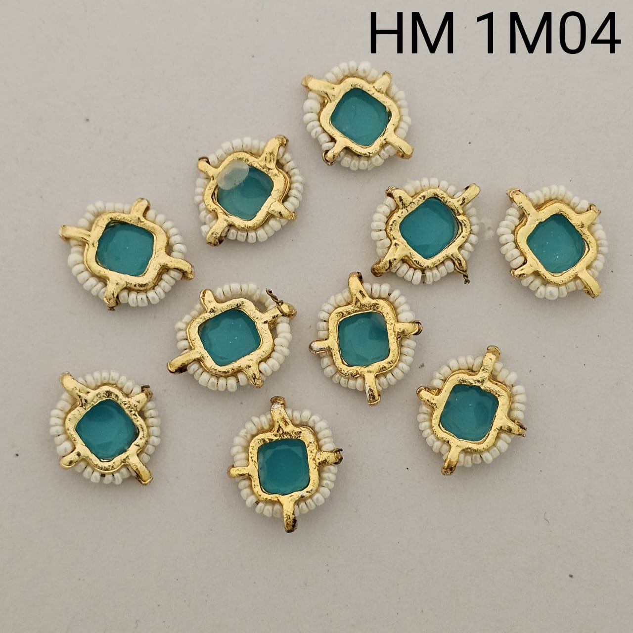 Gold Plated Beaded Glass Stone Connector 12 pcs (HM 1M04)