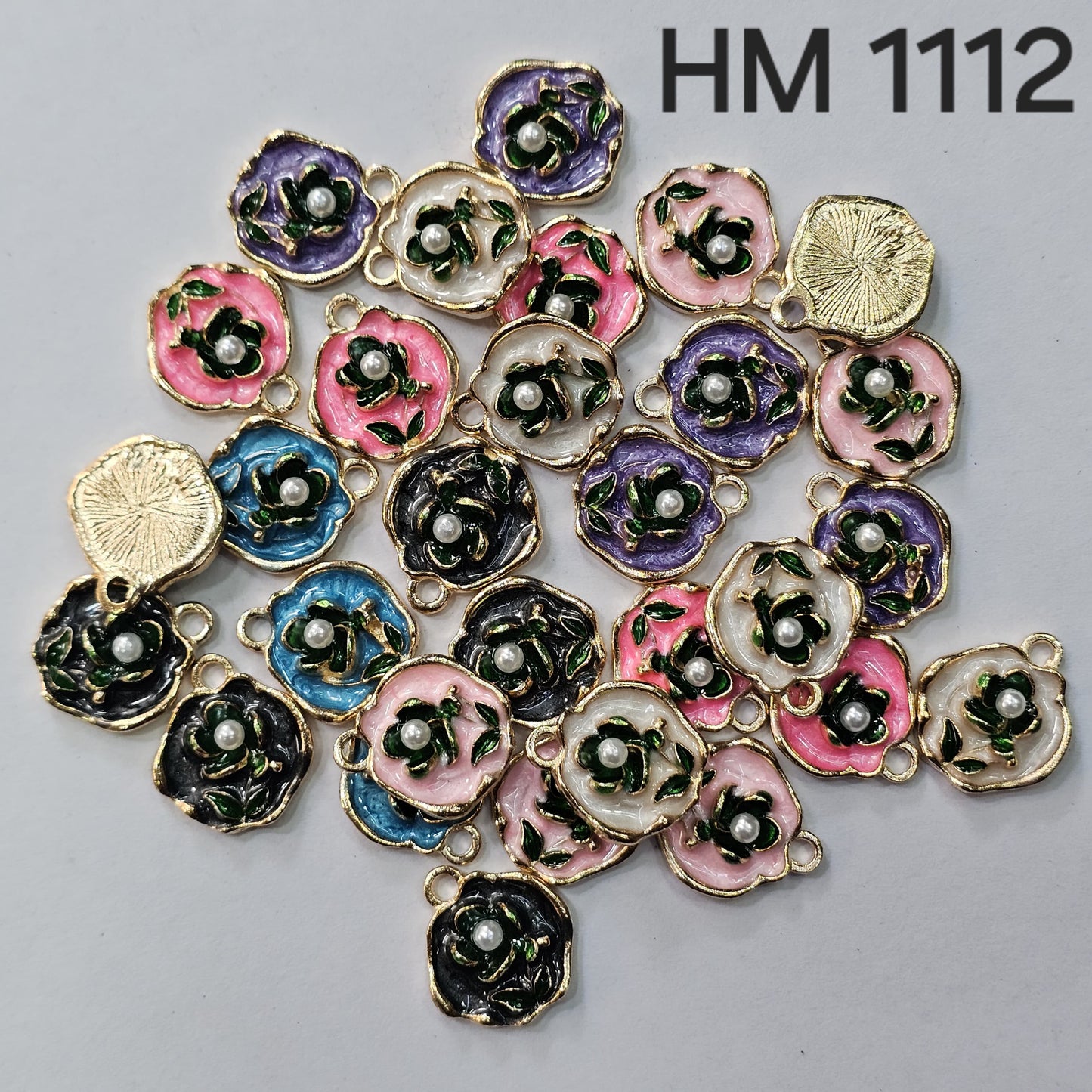 Floral Pearl Enamel Connector 50 pcs (HM 1112)