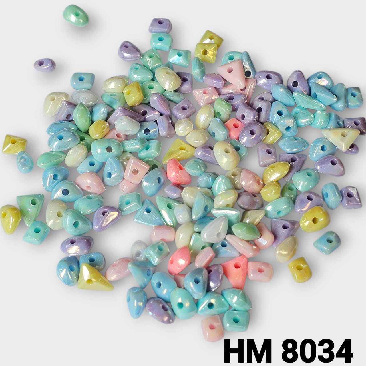 Pastel Mix Irregular Shape Acrylic Beads (Loose Spacer Beads) - HM 8030