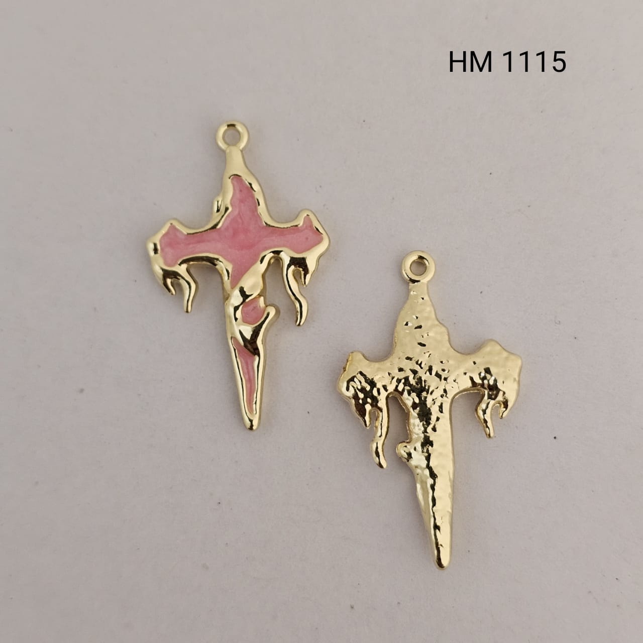 Cross Shape Enamel Charm Pendant – Gold Finish 10 pcs (HM 1115)