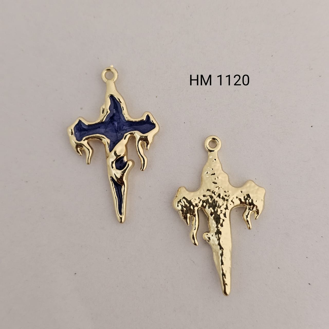 Gold Plated Blue Enamel Cross Pendant 10 pcs (HM 1120)