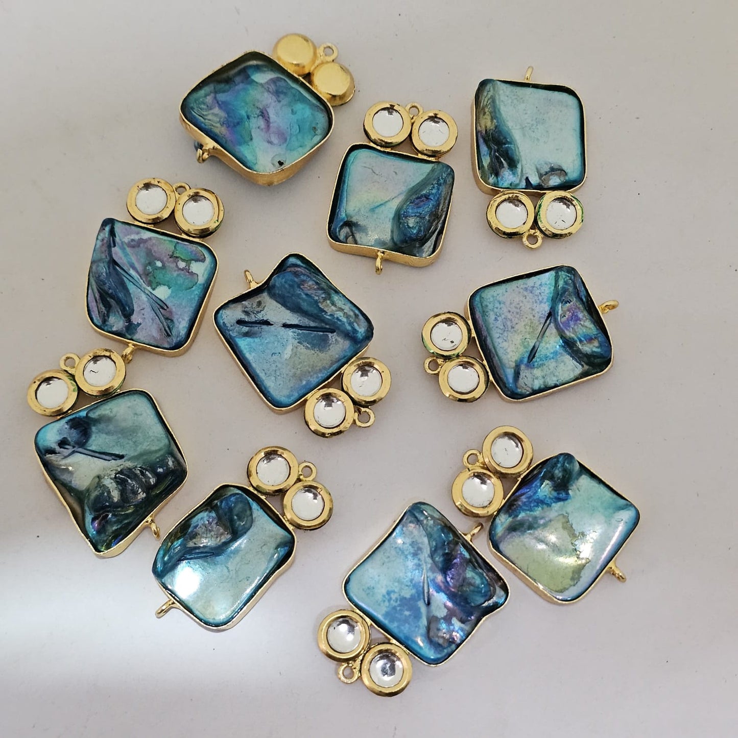 Mother of Pearl Shell Gold Plated Connector Charms 10 PCS