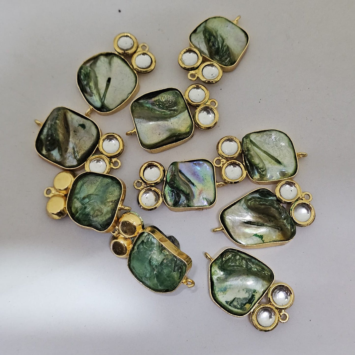 Mother of Pearl Shell Gold Plated Connector Charms 10 PCS