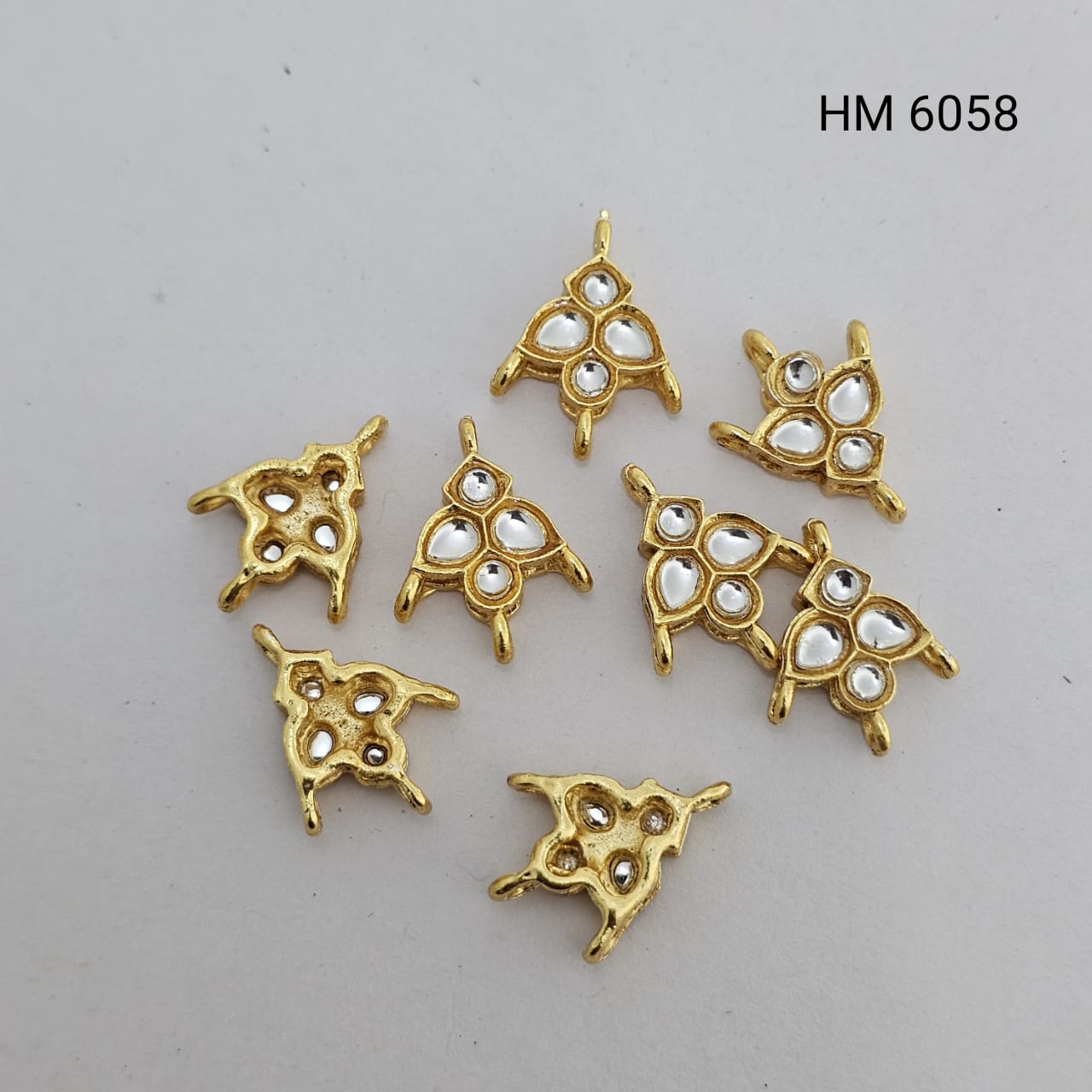 Classic White Kundan Triangle Connector Charm (PER PKT 10 PCS)-(HM 6058)