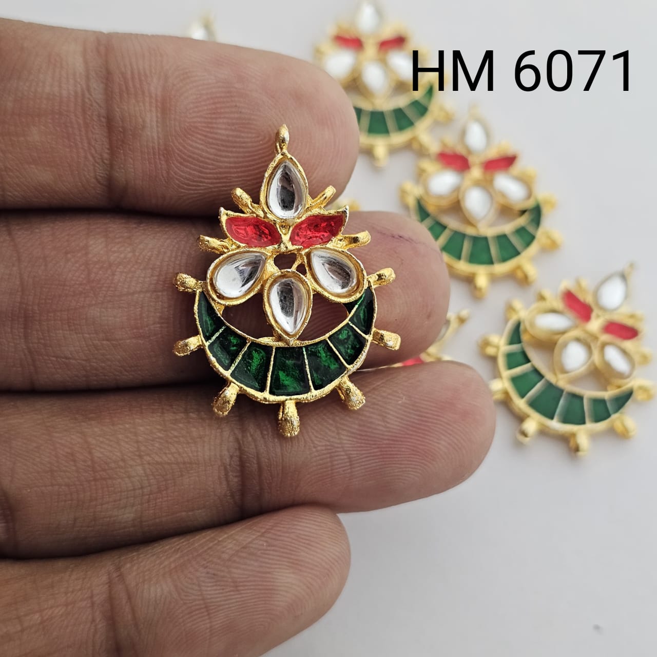 Kundan Meenakari Designer pandant (12 PCS IN ONE PKT)- HM 6071