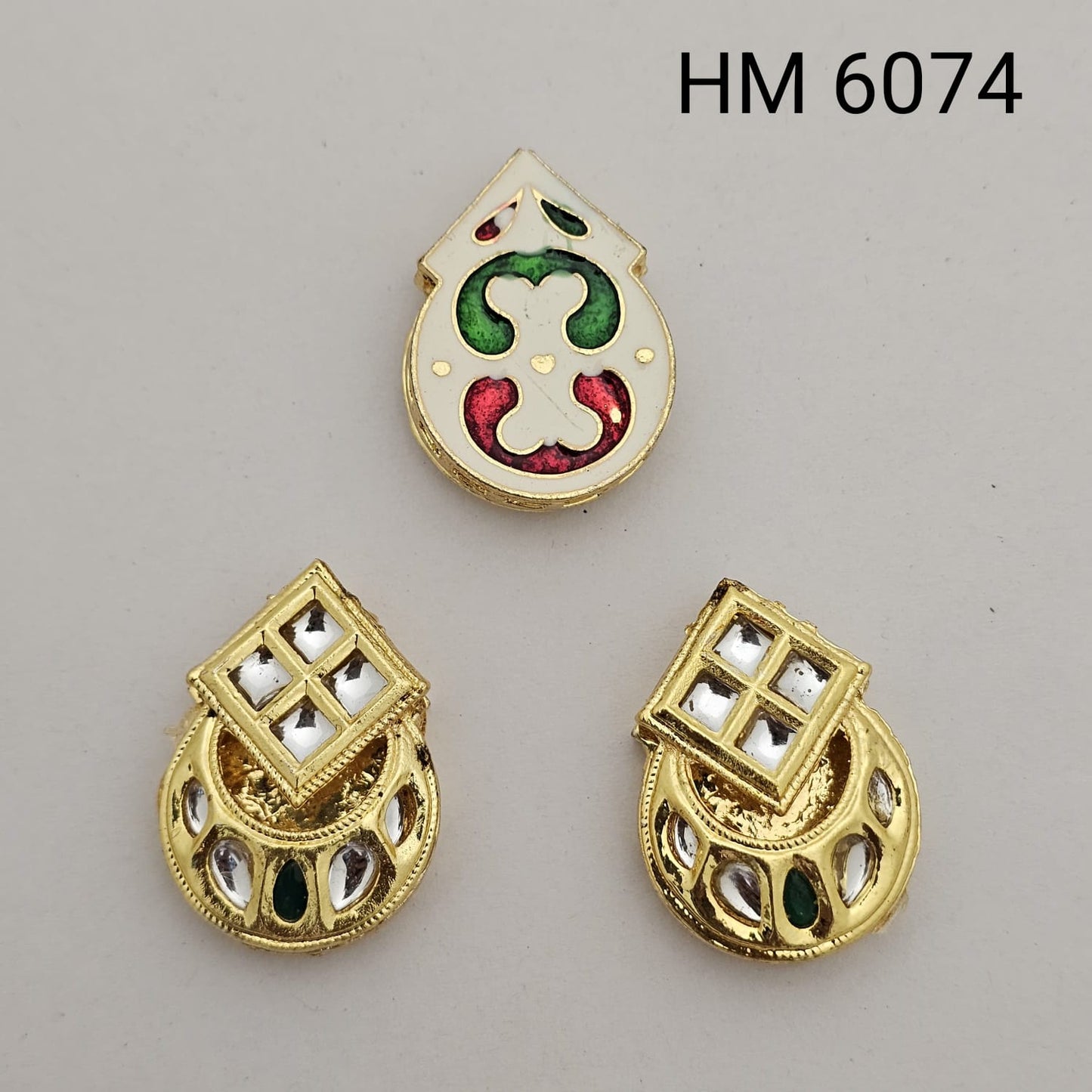 Traditional Kundan Meenakari Designer pendant (2 PCS) - HM 6074
