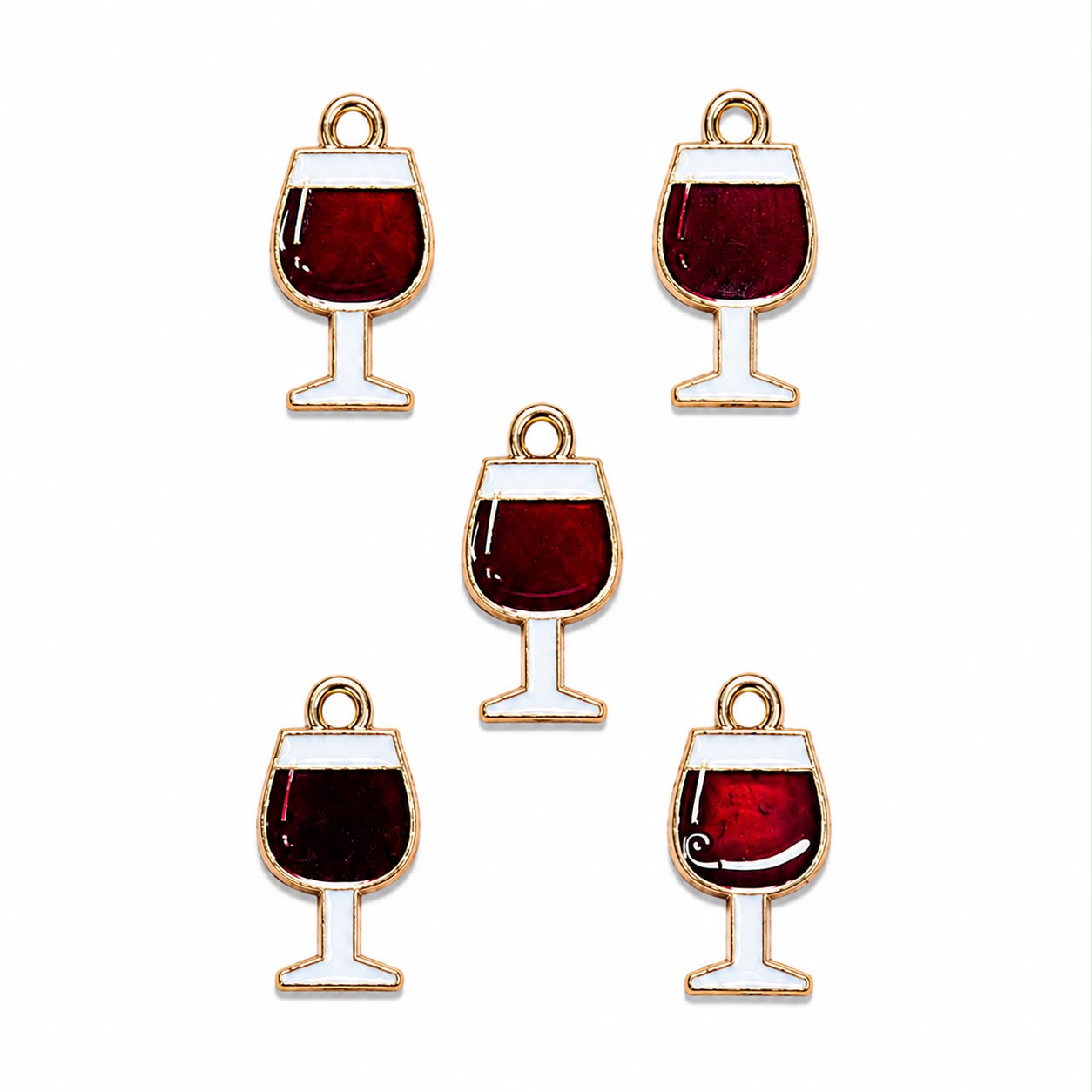 Wine Glass Enamel Charm Pendant 10pcs