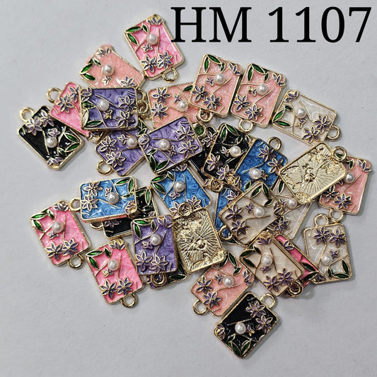 Floral Pearl Enamel Connector  50 pcs (HM 1107)