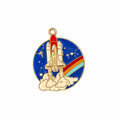 Space Rocket Rainbow Enamel Charm - 10 Pcs