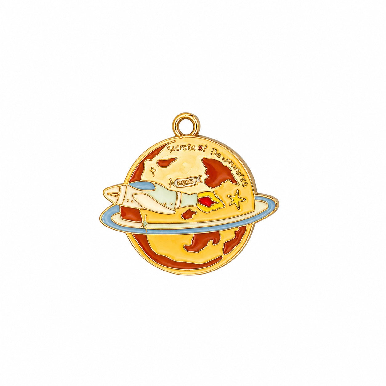 Space Planet & Rocket Enamel Charm - 10 Pcs