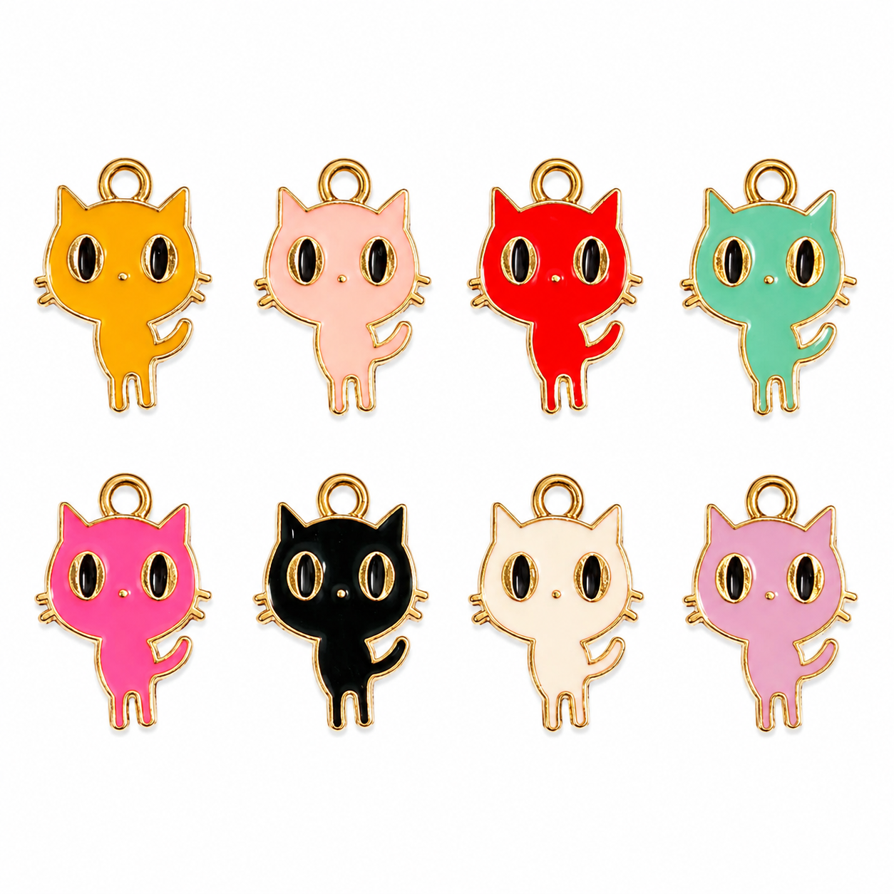 Colorful Cat Charms - 100 pcs