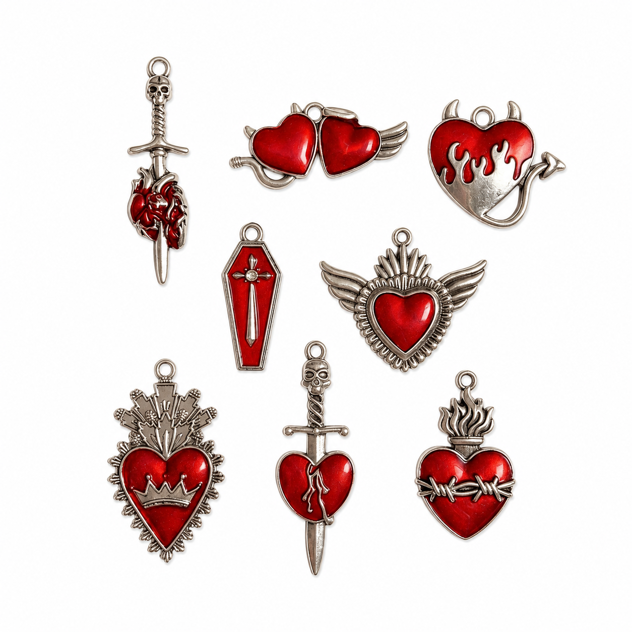 Red Heart Pendant Collection -50 Pcs