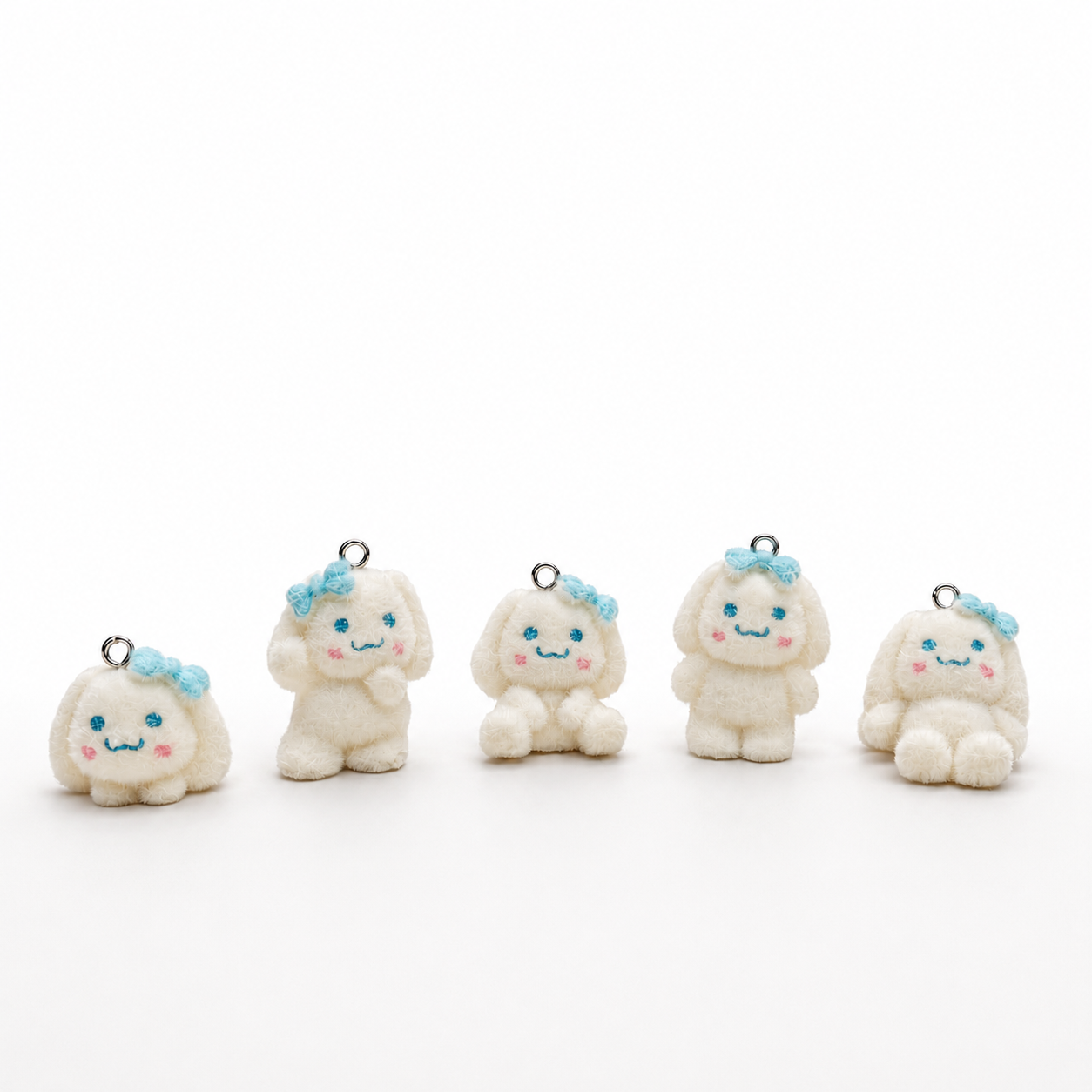 Blue Stitch Plush Mini Keychain Charm | Soft Fuzzy Plush Pendant 5pcs