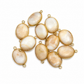 Natural Oval Shell Connector Charms – Gold Plated Double Loop Pendant for DIY Jewelry Making(PACK OF 10PCS)