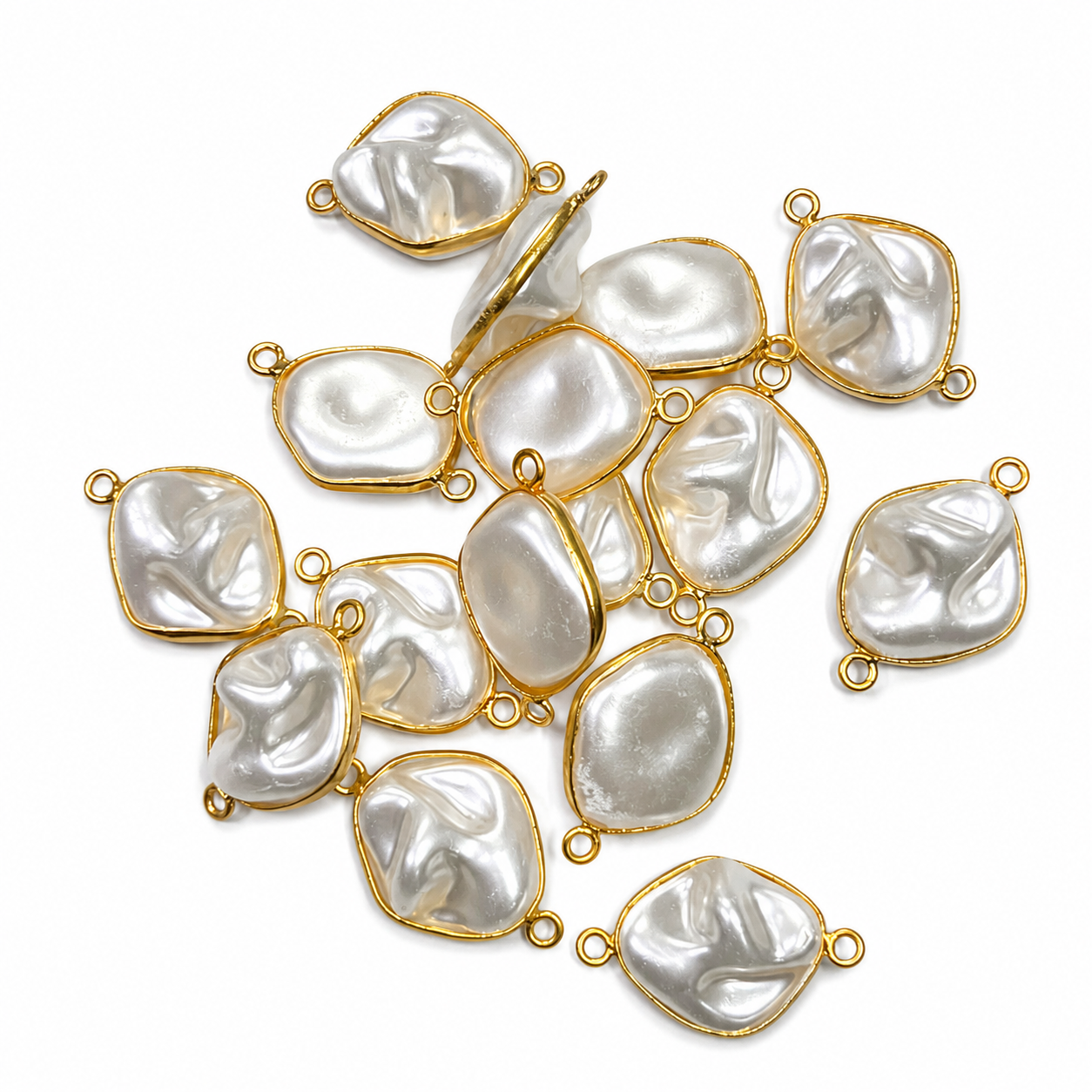 Baroque Pearl Connector Charms – Gold Plated Irregular Pearl Links for DIY Jewelry Making(PACK OF 10PCS)