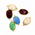 Oval Resin Stone Connectors | Gold Framed Double Loop Charms | DIY Jewelry Findings(PACK OF 10PCS)