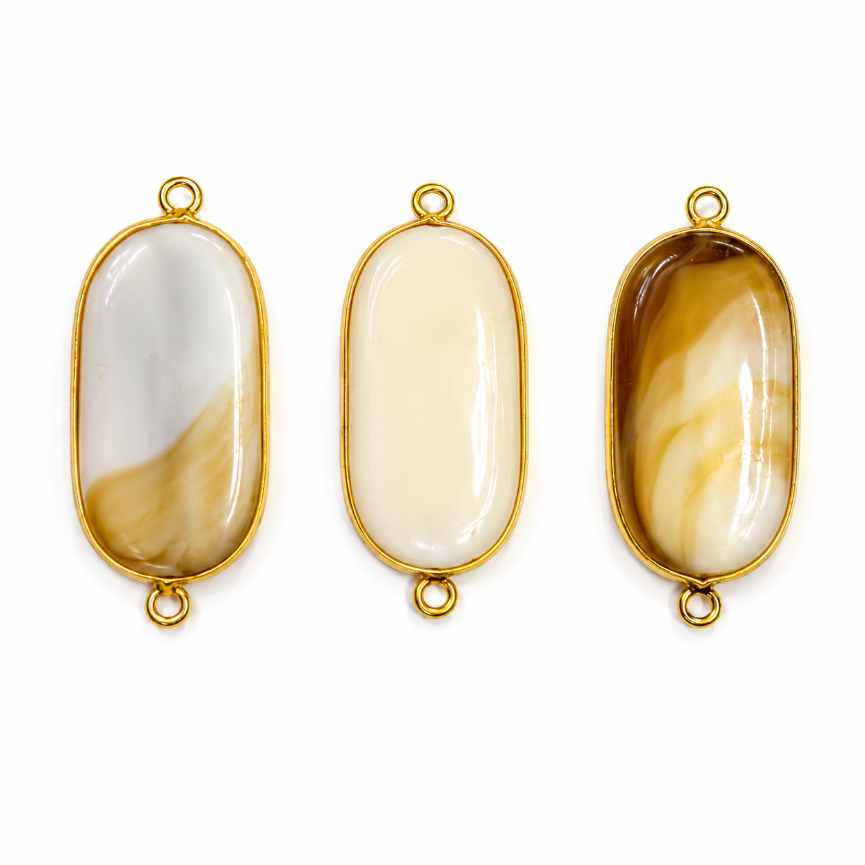 Marble Oval Connector Charms | Gold Bezel Resin Links | Jewelry Making Components(PACK OF 10PCS)