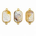 Vintage Cameo Connector Charms | Rectangle Gold Frame Resin Links | DIY Jewelry Supplies(PACK OF 10PCS)
