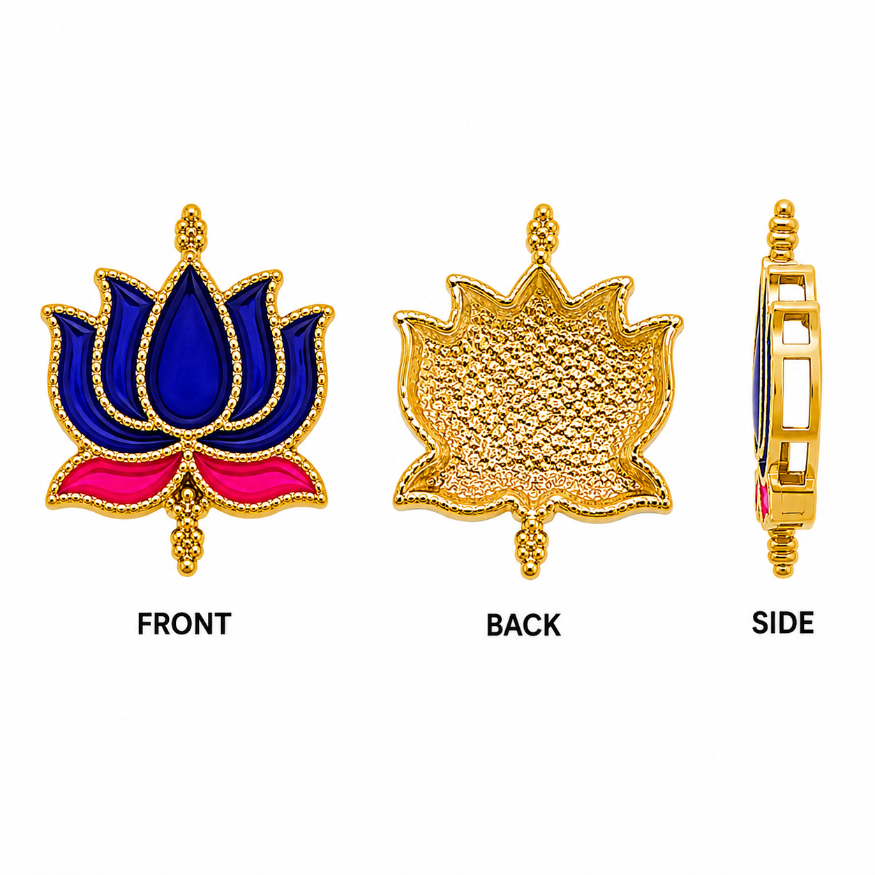 Lotus Shape Enamel Connector Charm – Gold Plated Decorative Jewelry Making Connector(PACK OF 12 PCS)