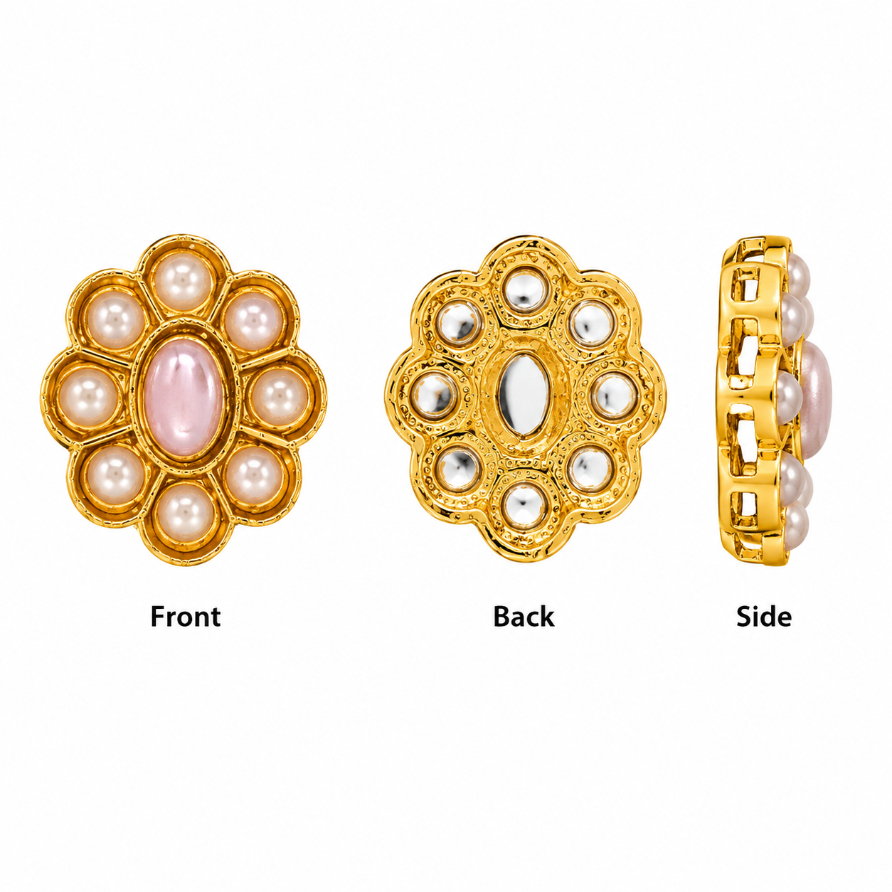 Premium Floral Kundan Embellishment for Jewelry Making | Designer Craft Stone | Ethnic DIY Decoration(PACK OF 12PCS)