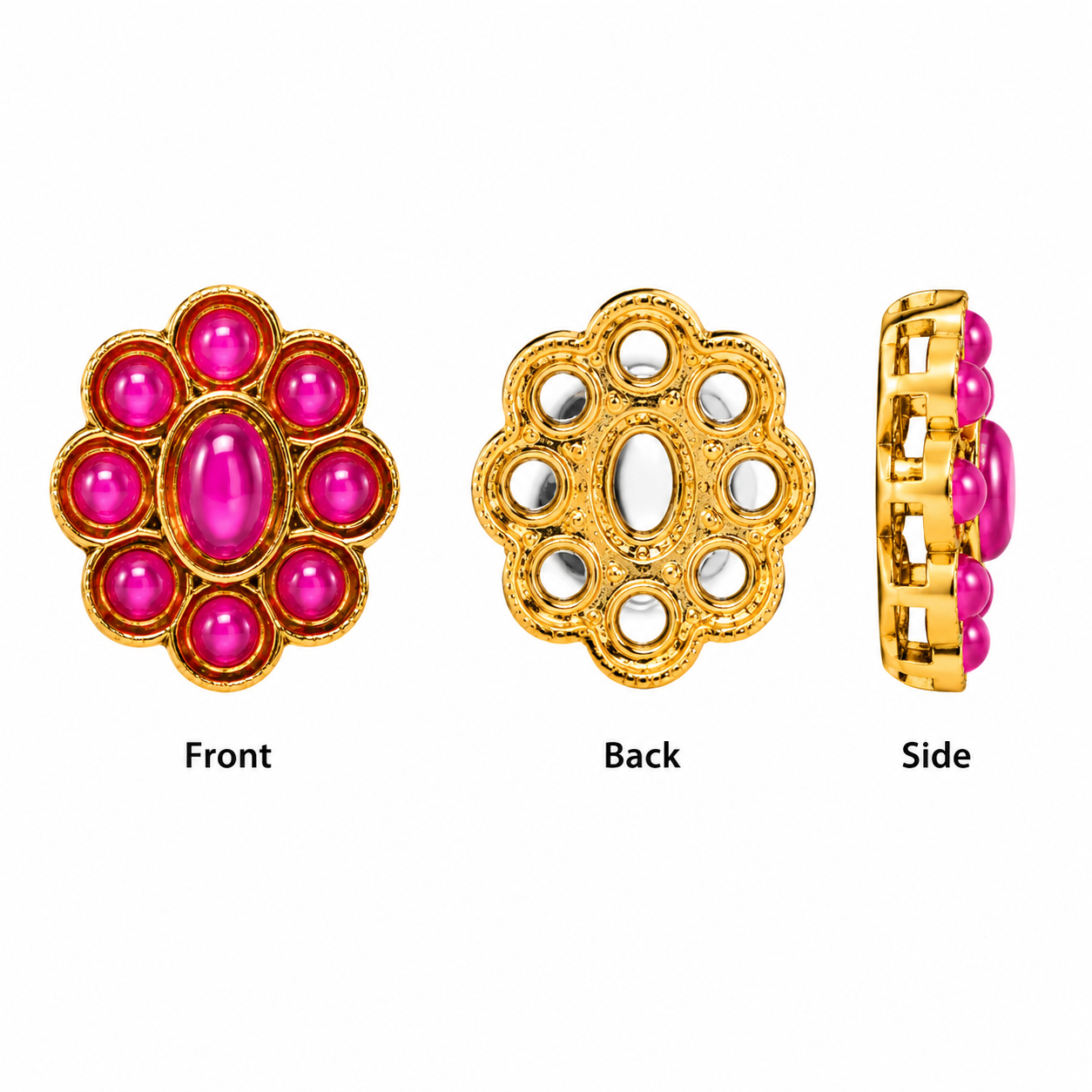 Premium Floral Kundan Embellishment for Jewelry Making | Designer Craft Stone | Ethnic DIY Decoration(PACK OF 12PCS)