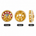 Traditional Kundan Round Pearl Border Button –Enamel with Crystal Stone(PACK OF 12PCS)