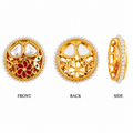 Gold Plated Floral Pearl Round Pendant with White Crystal Accent(PACK OF 12PCS)