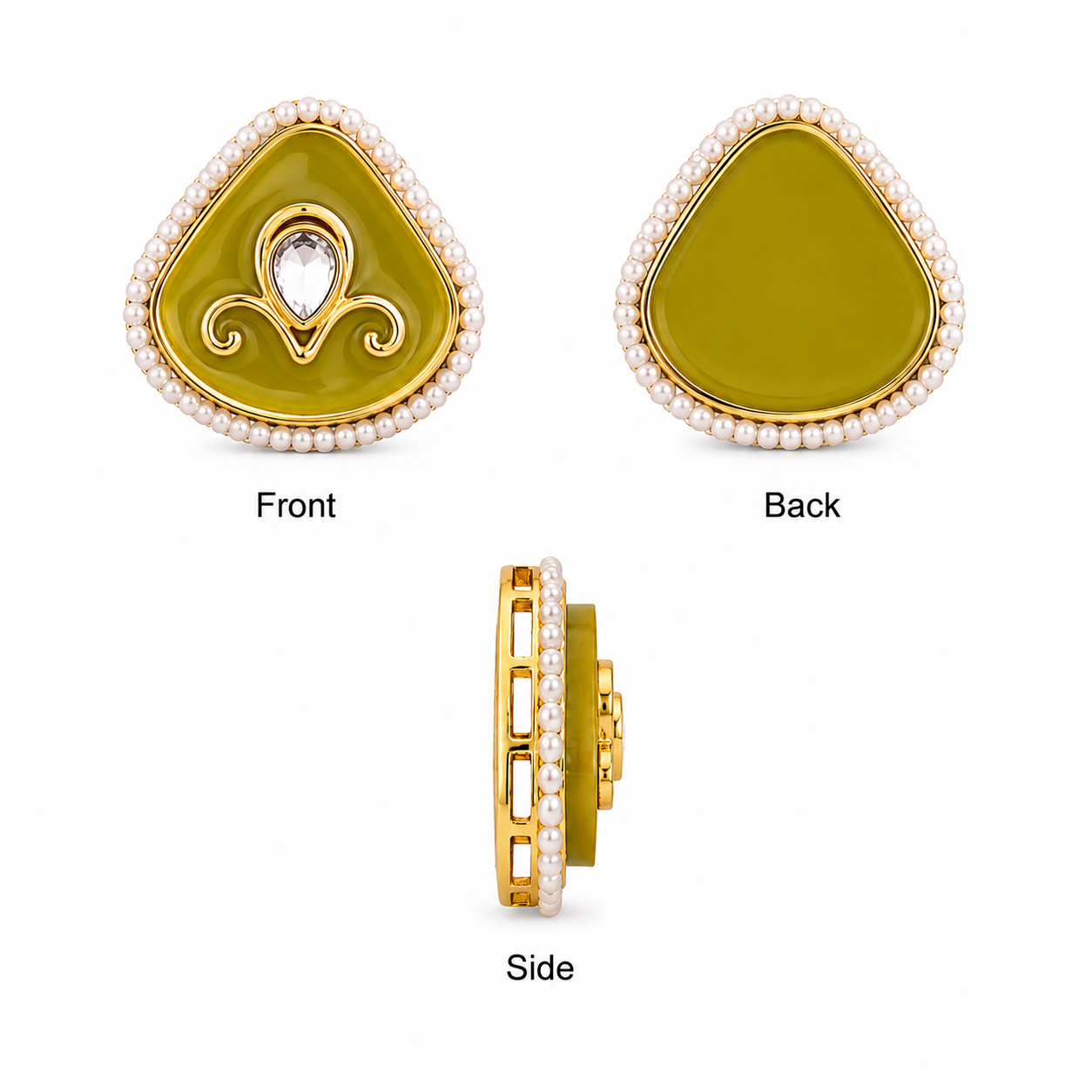 Premium Kundan Square Beads with Pearl Border | Gold Finish Ethnic Jewelry Making Charms (PACK OF 10PCS)