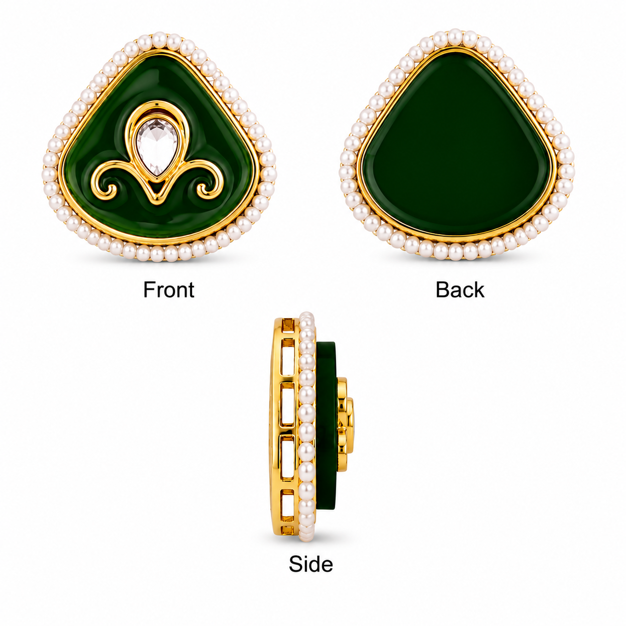 Premium Kundan Square Beads with Pearl Border | Gold Finish Ethnic Jewelry Making Charms (PACK OF 10PCS)